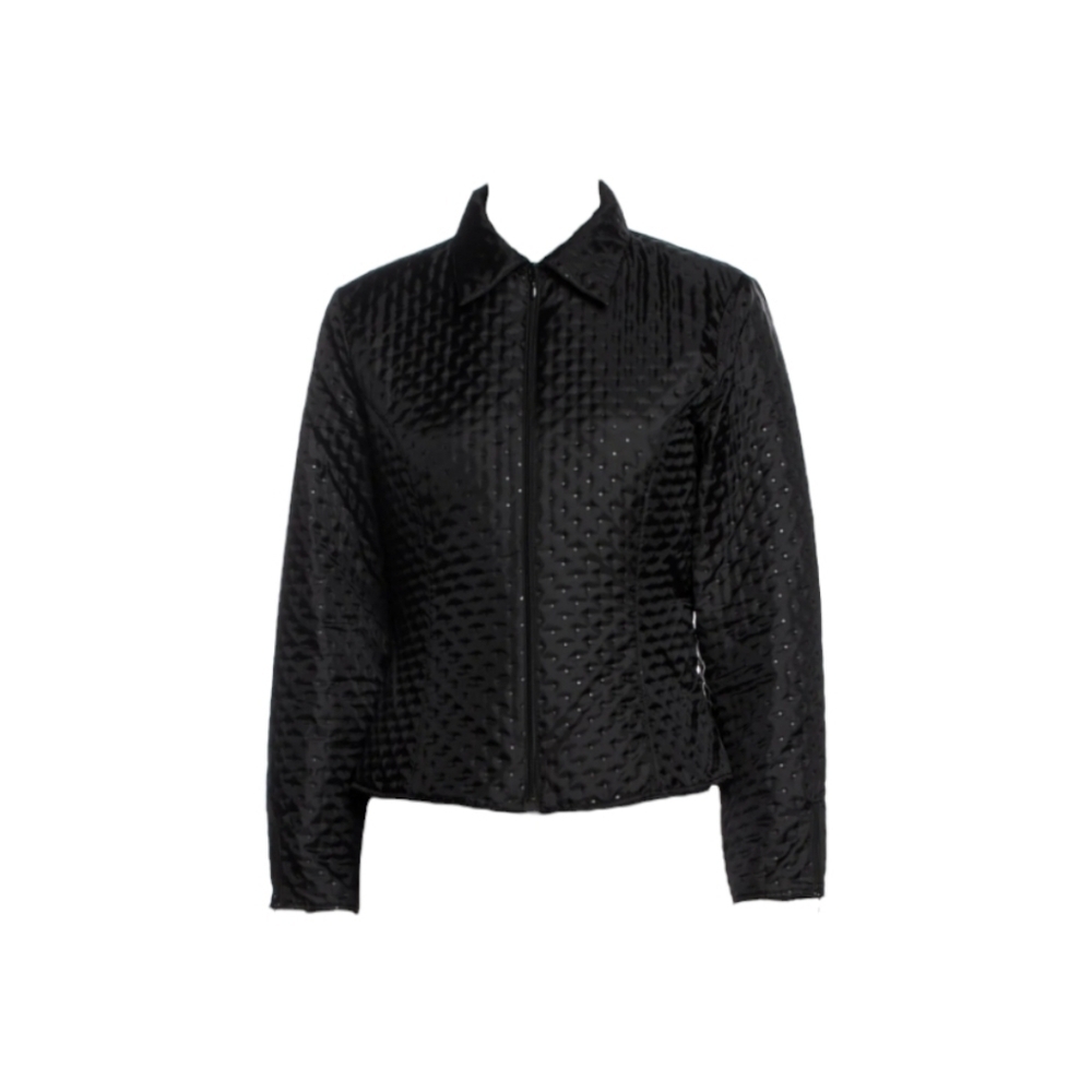 Anne Fontaine Black Lightweight Dot Quilted Felicia Cropped Jacket